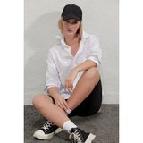 Hazelin Kadın Beyaz Oversize Uzun Basic Gömlek %70 Pamuk Klasik Düz Renk HZL22W-BD139001 - 48