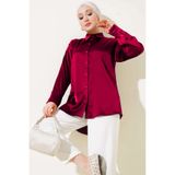 hazelin Kadın Bordo Saten Yüzeyli Tesettür Gömlek HZL25W-BD139641