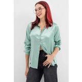 hazelin Kadın Çağla Yeşili Saten Yüzeyli Tesettür Gömlek HZL25W-BD139641