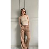 Hazelin Kadın Camel Cepli Beli Lastikli Kemer Detaylı Şeritli Bol Paça Model Eşofman Altı HZL24S-ZK13001 - 38