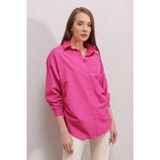 Hazelin Kadın Fuşya Oversize Yandan Yırtmaçlı Ip Büzgülü Gömlek HZL23W-BD120132110 - 40