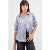 hazelin Kadın Gri Saten Yüzeyli Tesettür Gömlek HZL25W-BD139641