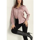 hazelin Kadın Gül Kurusu Saten Yüzeyli Tesettür Gömlek HZL25W-BD139641