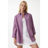 hazelin Kadın Koyu Lila Oversize Uzun Basic Gömlek Hzl22w-bd139001