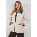 Hazelin Kadın Krem Çıt Çıt Kapamalı Kadife Detaylı Kapitone Mont HZL25W-BD152261 - 42