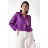 hazelin Kadın Lila Hafif Dökümlü Saten Yüzeyli Gömlek Hzl22w-bd139641