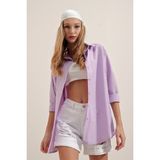 Hazelin Kadın Lila Oversize Uzun Basic Gömlek HZL22W-BD139001 - 36