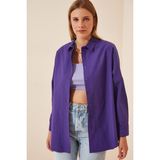 Hazelin Kadın Mor Oversize Uzun Basic Gömlek HZL22W-BD139001 - 36