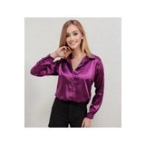 hazelin Kadın Mor Saten Yüzeyli Tesettür Gömlek HZL25W-BD139641