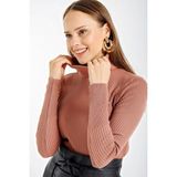Hazelin Kadın Pudra Boğazlı Fitilli Triko Balıkçı Yaka Kazak HZL22W-BD1445001 - 36