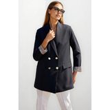 Hazelin Kadın Siyah Leopar Astarlı Düğme Detaylı Blazer Ceket HZL25W-BD107041 - 36