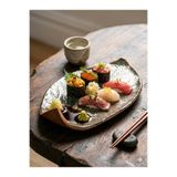 HAZEYA SERAMİK Özel Tasarım El Yapımı Stoneware Yaprak Formlu Kahvaltı , Sushi Ve Sunum Tabağı