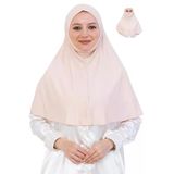 Hazır Başörtüsü Pratik İslami Giyim Penye Peçeli Türban Namaz İçin Yumuşak Eşarp Bej