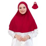 Hazır Başörtüsü Pratik İslami Giyim Penye Peçeli Türban Namaz İçin Yumuşak Eşarp Bordo