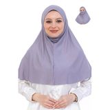 Hazır Başörtüsü Pratik İslami Giyim Penye Peçeli Türban Namaz İçin Yumuşak Eşarp Gri