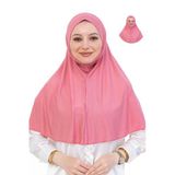 Hazır Başörtüsü Pratik İslami Giyim Penye Peçeli Türban Namaz İçin Yumuşak Eşarp Gül Kurusu