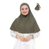 Hazır Başörtüsü Pratik İslami Giyim Penye Peçeli Türban Namaz İçin Yumuşak Eşarp Haki