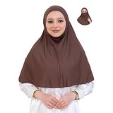 Hazır Başörtüsü Pratik İslami Giyim Penye Peçeli Türban Namaz İçin Yumuşak Eşarp Kahverengi