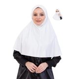 Hazır Başörtüsü Pratik İslami Giyim Penye Peçeli Türban Namaz İçin Yumuşak Eşarp Krem