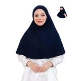 Hazır Başörtüsü Pratik İslami Giyim Penye Peçeli Türban Namaz İçin Yumuşak Eşarp Lacivert