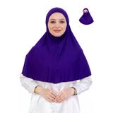 Hazır Başörtüsü Pratik İslami Giyim Penye Peçeli Türban Namaz İçin Yumuşak Eşarp Mor