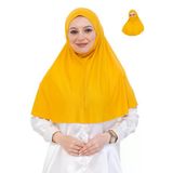 Hazır Başörtüsü Pratik İslami Giyim Penye Peçeli Türban Namaz İçin Yumuşak Eşarp Sarı