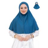 Hazır Başörtüsü Pratik İslami Giyim Penye Peçeli Türban Namaz İçin Yumuşak Eşarp Turkuaz