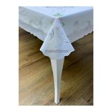 Hazır dantel işleme görünümlü çiçek desenli pvc dikdörtgen muşamba masa örtüsü 122 x 153 cm Yeşil 120 x 150