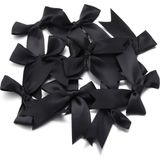 Hazır Fiyonk Sade Minik Saten Kurdele 2 cm - Siyah - 25 Adet