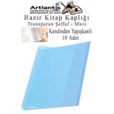 Hazır Kitap Kaplığı Şeffaf Buzlu Mavi 10 Adet 1 Paket Cırtlı Ayarlanabilir Kendinde Yapışkanlı Kaplık Okul Sınıf