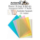Hazır Kitap Kaplığı Şeffaf Buzlu Renkli 10 Adet 1 Paket Cırtlı Ayarlanabilir Kendinde Yapışkanlı Kaplık Okul Sınıf