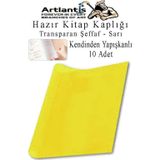Hazır Kitap Kaplığı Şeffaf Buzlu Sarı 10 Adet 1 Paket Cırtlı Ayarlanabilir Kendinde Yapışkanlı Kaplık Okul Sınıf
