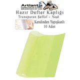 Hazır Kitap Kaplığı Şeffaf Buzlu Yeşil 10 Adet 1 Paket Cırtlı Ayarlanabilir Kendinde Yapışkanlı Kaplık Okul Sınıf