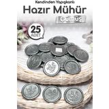Hazır Mum Mühür Kendinden Etiketli Yapışkanlı Mum Mührü 25 Adet Gümüş Mühür-T1216