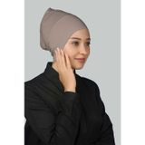 Hazır Pratik Geçmeli Uzun Boru Tesettür Bonesi - Açık Vizon