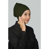 Hazır Pratik Geçmeli Uzun Boru Tesettür Bonesi - Haki