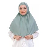 Hazır Türban & Başörtü – Viskon Bone Setli Rahat Tesettür Şal İslami Giyim Açık Yeşil