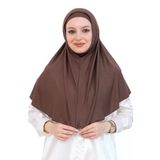 Hazır Türban & Başörtü – Viskon Bone Setli Rahat Tesettür Şal İslami Giyim Kahverengi