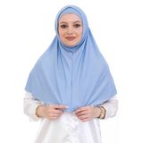 Hazır Türban & Başörtü – Viskon Bone Setli Rahat Tesettür Şal İslami Giyim Mavi