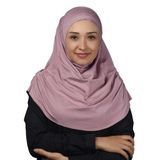 Hazır Türban Büzgülü Pileli Pratik Eşarp Tesettür Hijab - Namaz Örtüsü, Koyu Pembe