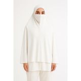 Hazır Türban Peçeli Pratik Şal/ Eşarp, Tesettür Nikapli Hijab - Namaz Örtüsü Sufle (5xl) - Beyaz