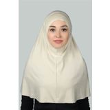 Hazır Türban Pratik Eşarp Tesettür Hijab - Namaz Örtüsü (XL) - Krem