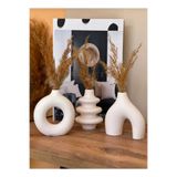 haziran shop Dekoratif Kokulu Beyaz Beton Minimal Vazo Set