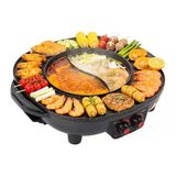 Hazlope Raclette Izgara 2'Si 1 Arada Güveç Fondü Çin Elektrikli 2000W 5 Kişi Raclette Izgara Yapışmaz Dumansız Akşam Barbekü Izgara Kapalı 3L