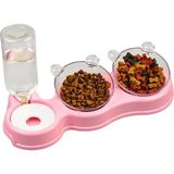Hazneli- 3' Lü Beslenme Mama ve Su Kabı Pembe 1000 ml 36 * 21 * 16 cm