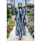 Hb Harma Time Butik Kadın İçi Şardonlu Şerit Desenli Şifon Elbise