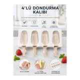 HB LİFE 4’lü Dondurma Kalıbı Ev Tipi Dondurma Yapma Kalıbı Ahşap Çubuklu Tekli