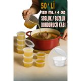 HB LİFE 50 Adet Sızdırmaz 120 ml Mini Saklama Kabı Sosluk Buzluk Kabı, Et Suyu, Kemik Suyu, Sos Kabı Mutfak