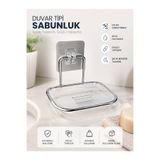 HB LİFE Delmesiz Yapışkanlı Duvar Tipi Sabunluk – Paslanmaz Metal Çerçeveli Şeffaf Sabunluk, Banyo ve Mutfak Düzenleyici