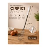 HB LİFE Mermer Desenli Paslanmaz Çelik Mini Çırpıcı 20 cm | Ergonomik Saplı Mutfak Çırpma Teli | Yumurta, Sos, Kahve ve Hamur Karıştırıcı